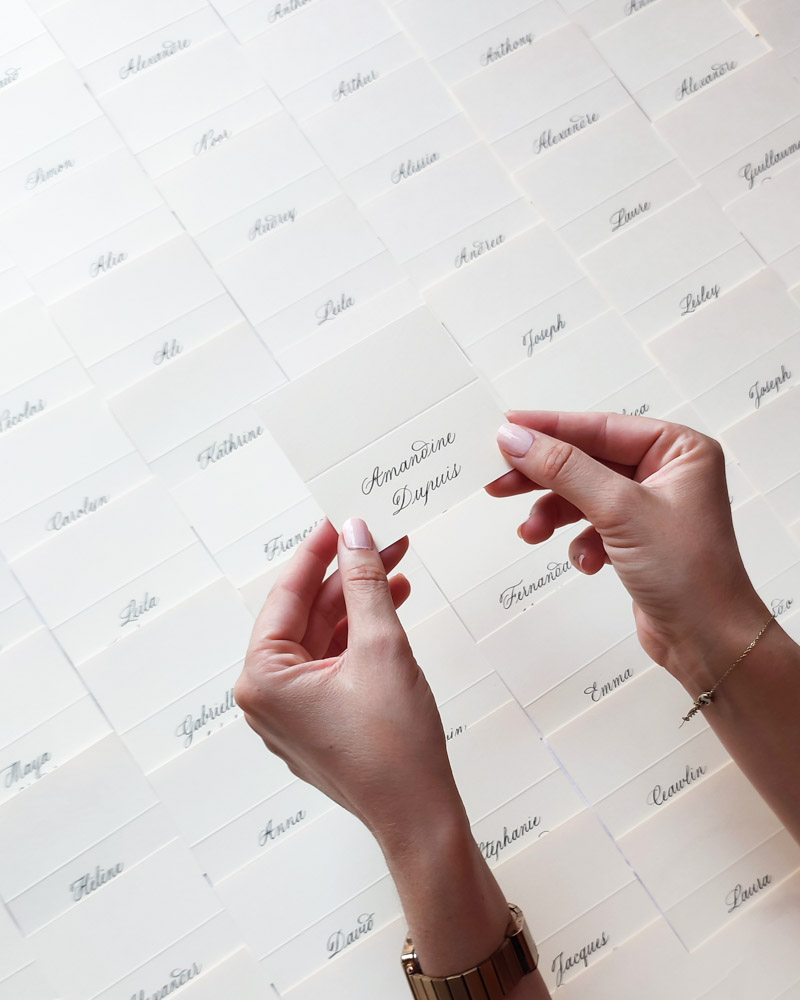 écriture manuscrite noms invités mariage