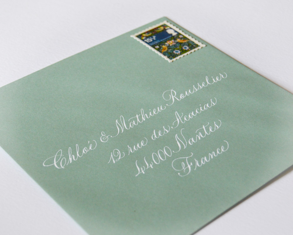 Calligraphie d'adresses pour des invitations de mariage